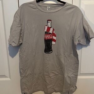 Coca Cola Light Gray Short Sleeve Tee with Bottle wrapped in Scarf Graphic